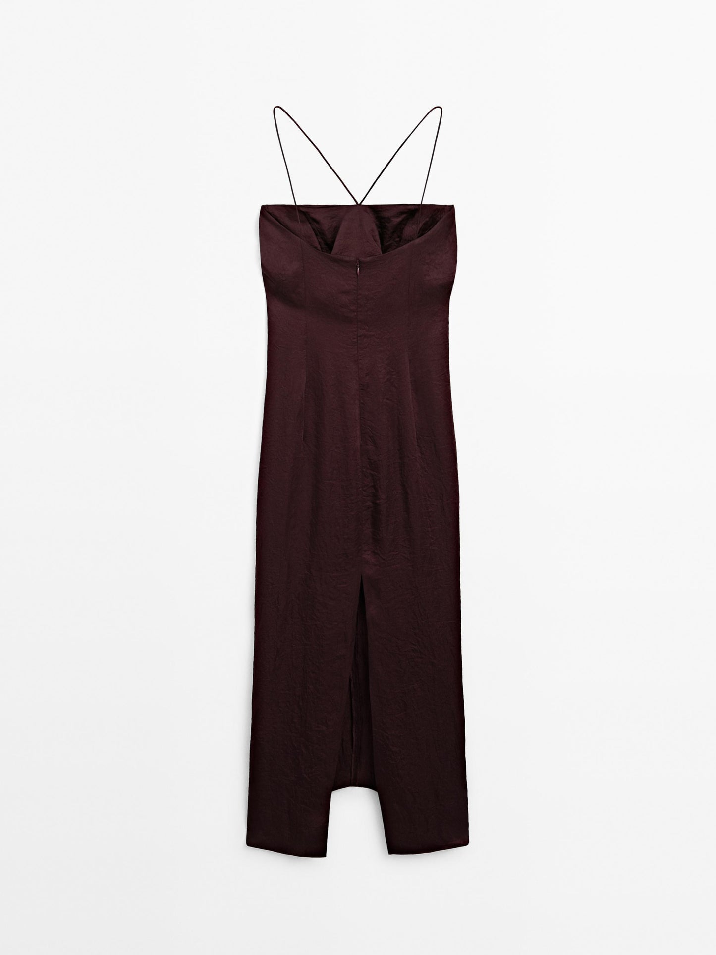 Draped satin midi dress
