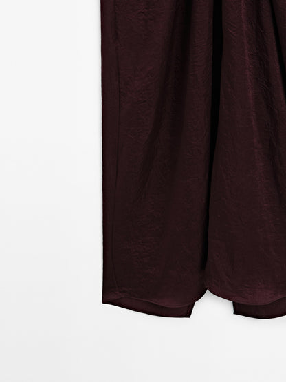 Draped satin midi dress