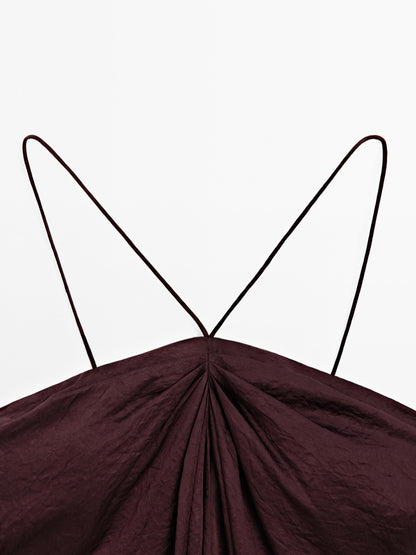 Draped satin midi dress