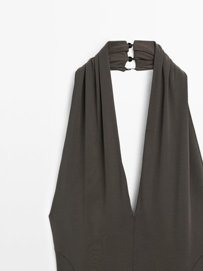 Long flowing halter-neck dress