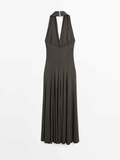 Long flowing halter-neck dress