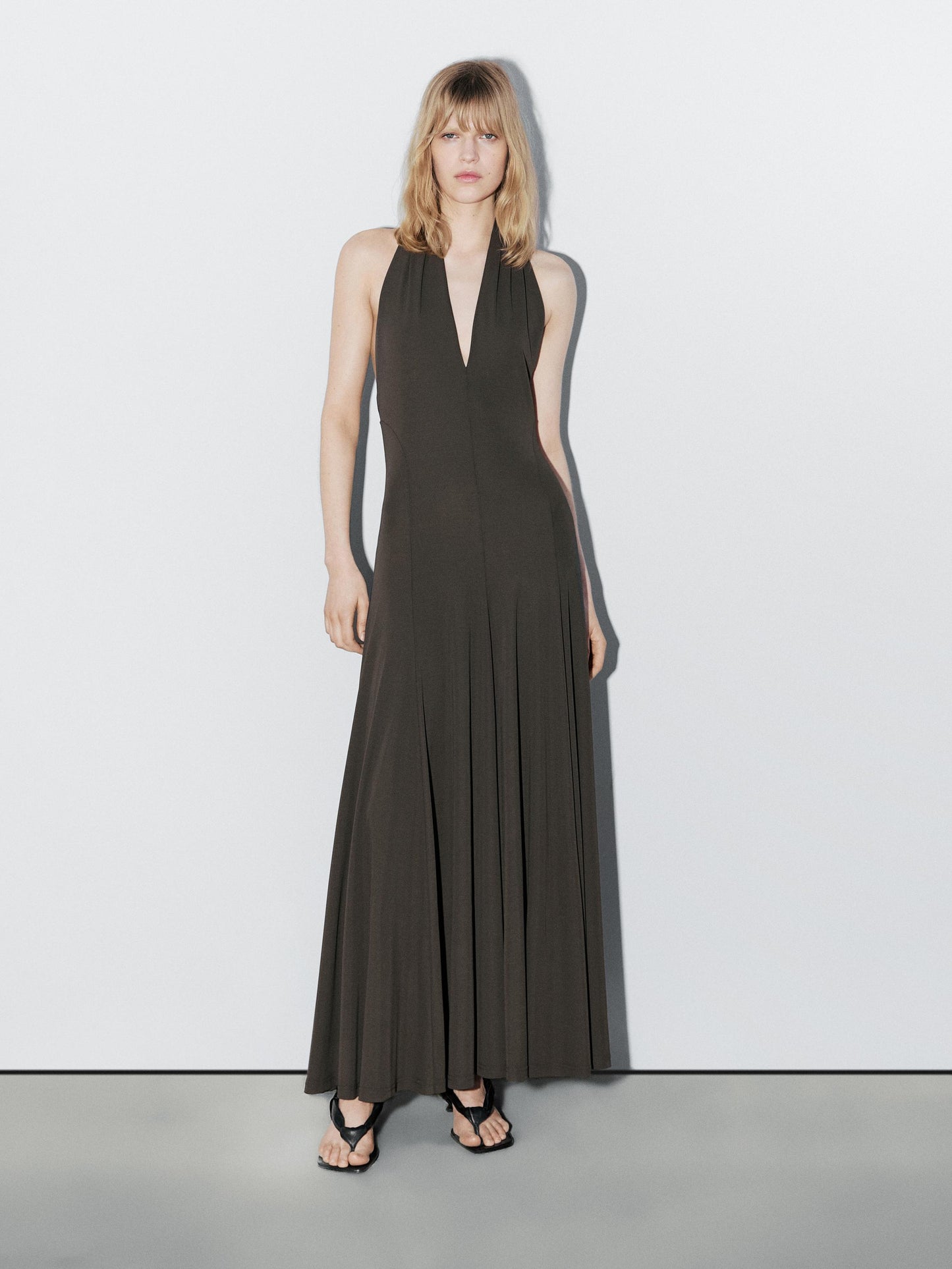 Long flowing halter-neck dress