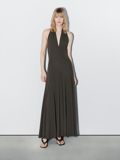 Long flowing halter-neck dress