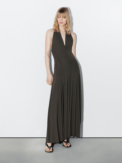 Long flowing halter-neck dress