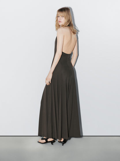 Long flowing halter-neck dress