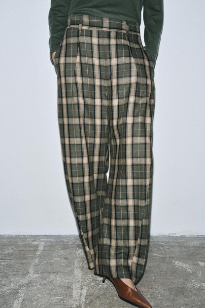 Zw Collection Check Trousers With Wool