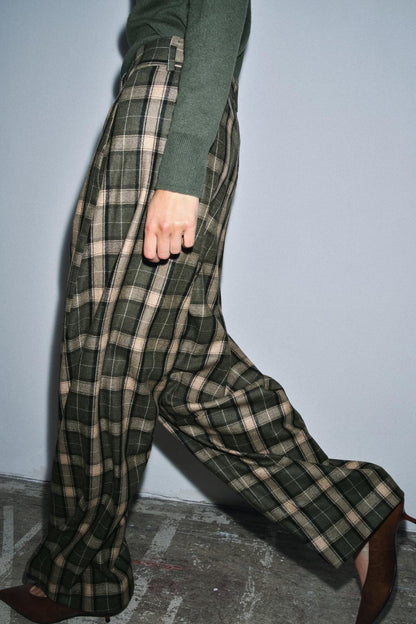 Zw Collection Check Trousers With Wool