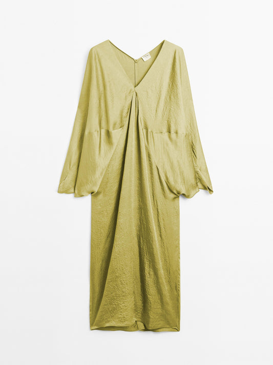 Flowing satin kimono dress