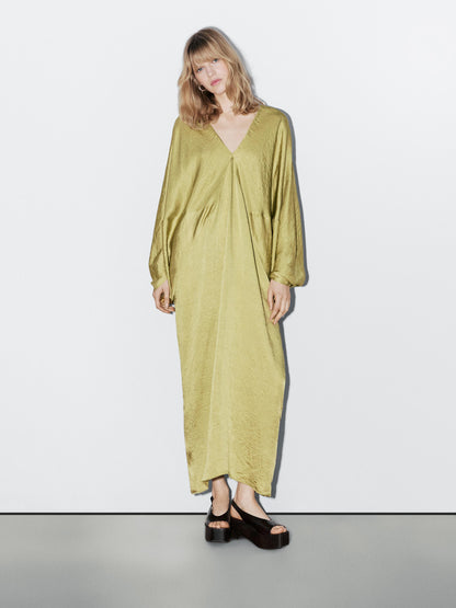 Flowing satin kimono dress