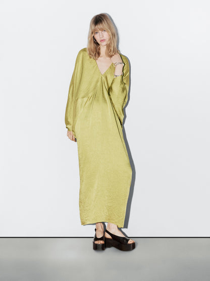 Flowing satin kimono dress