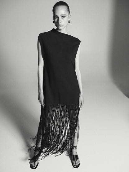 Long dress with fringe detail