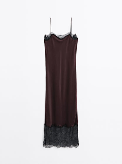 Long satin slip dress