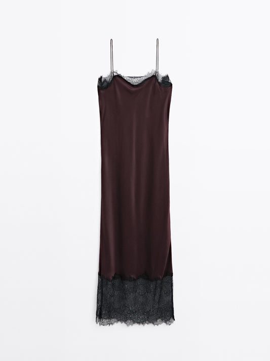 Long satin slip dress