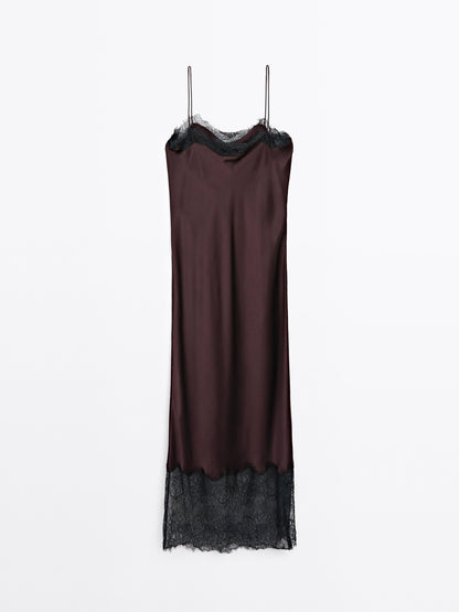 Long satin slip dress