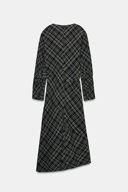 Draped Check Dress
