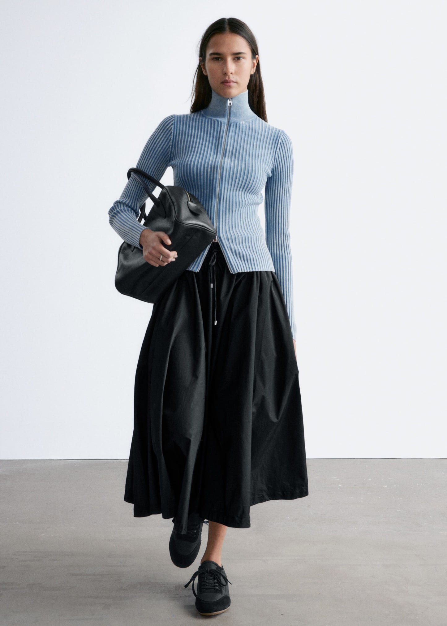 Voluminous Drawstring Midi Skirt