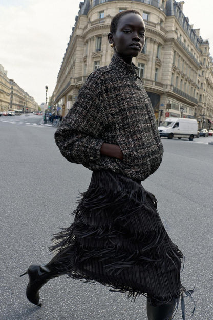Fringed Midi Skirt