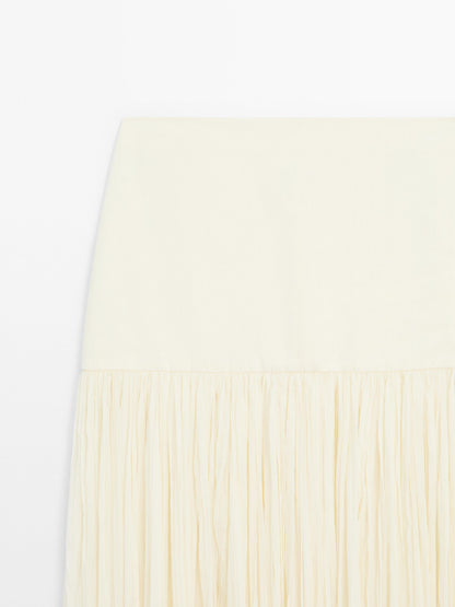 Long silk blend skirt with corset belt