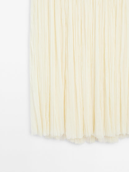 Long silk blend skirt with corset belt