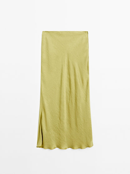 Long flowing satin skirt