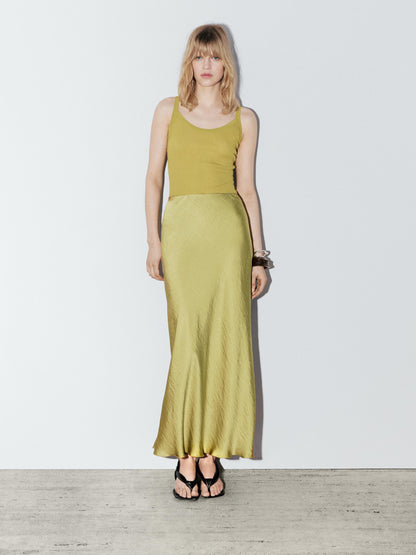 Long flowing satin skirt