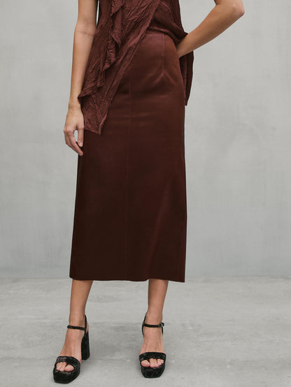 Leather effect midi skirt