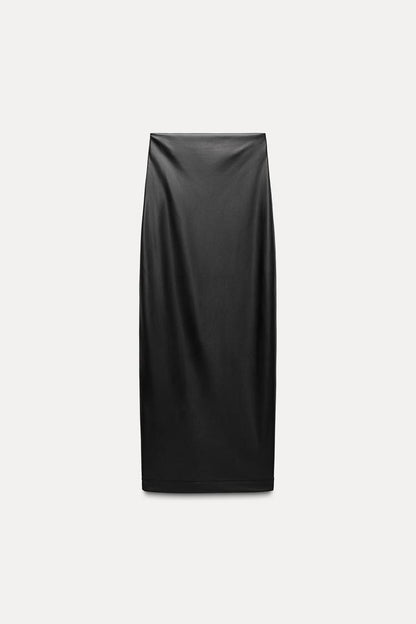 Faux leather slit skirt ZW Collection