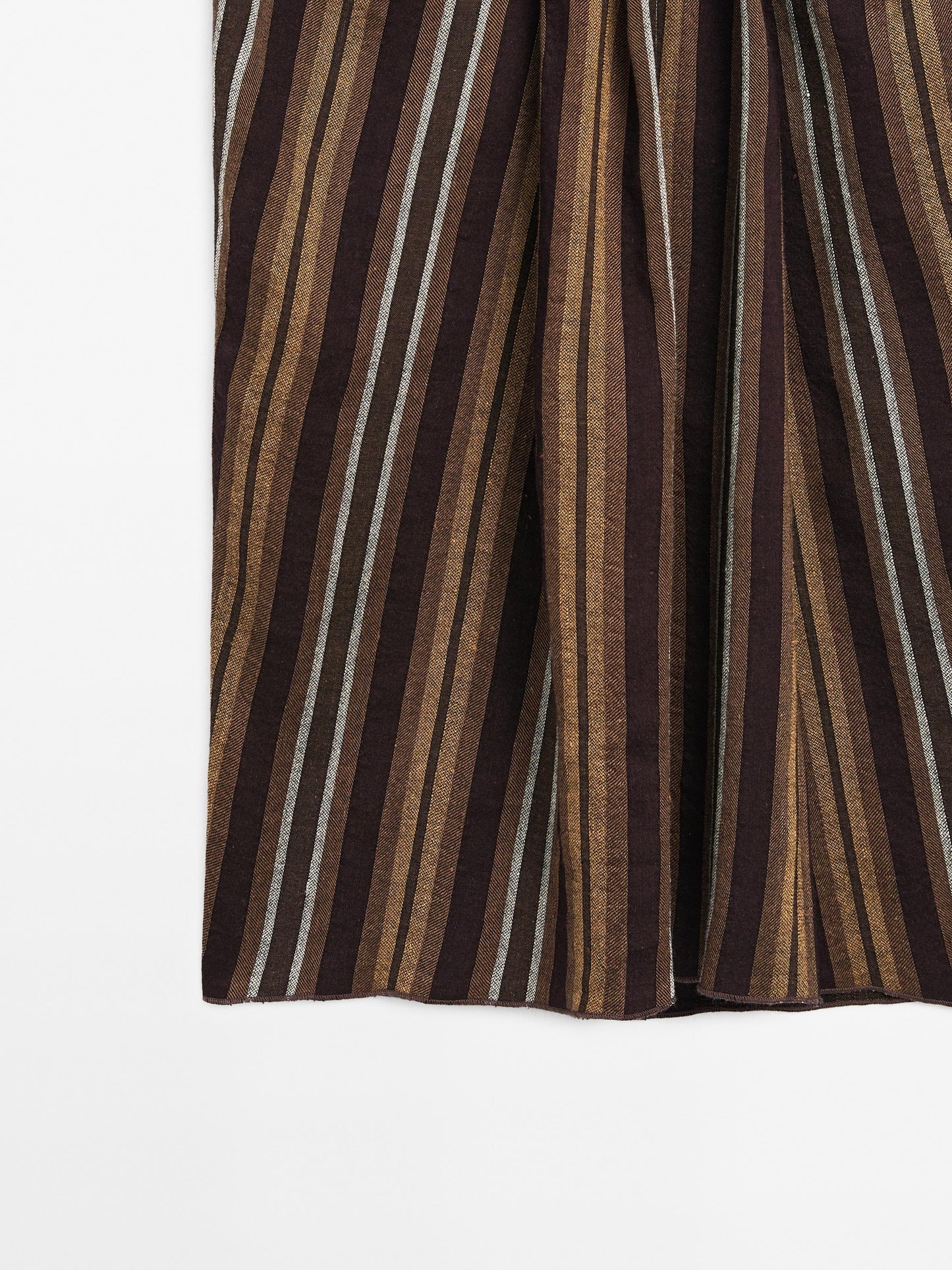 Striped linen blend midi skirt