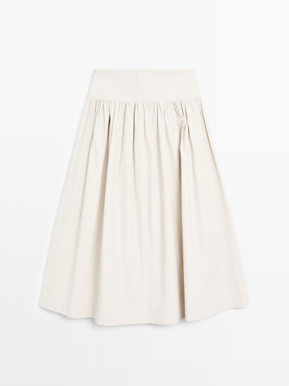 100% linen midi skirt with yoke
