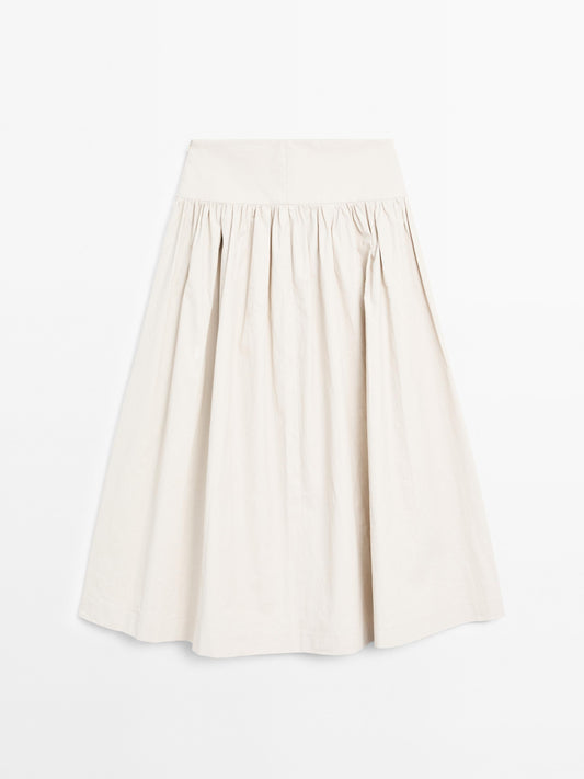 100% linen midi skirt with yoke