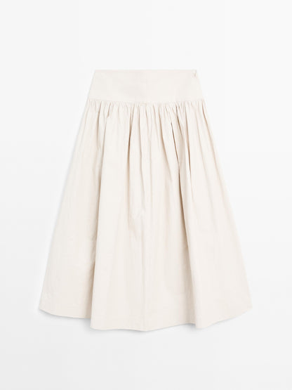 100% linen midi skirt with yoke
