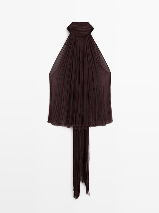 Pleated halter top