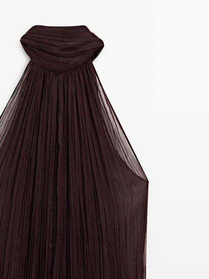 Pleated halter top