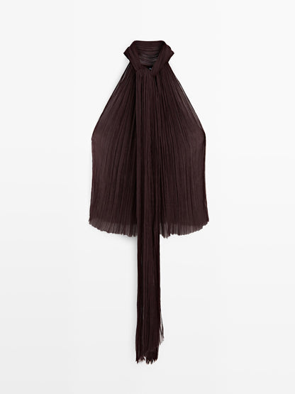 Pleated halter top