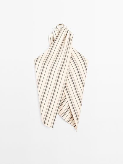 Striped crossover neckline top