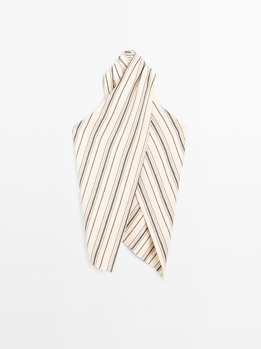 Striped crossover neckline top