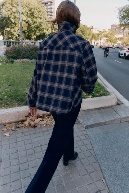 Checked Hooded Puffer Jacket