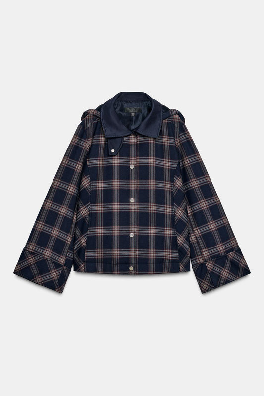 Checked Hooded Puffer Jacket
