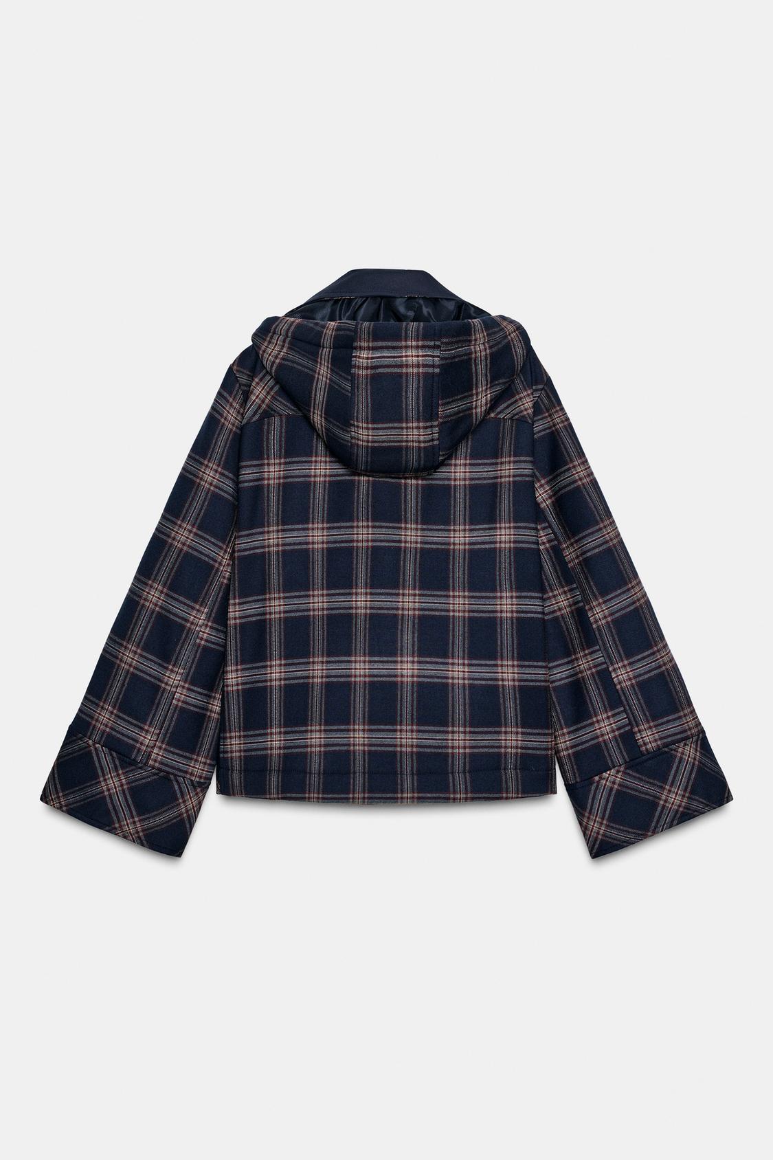 Checked Hooded Puffer Jacket