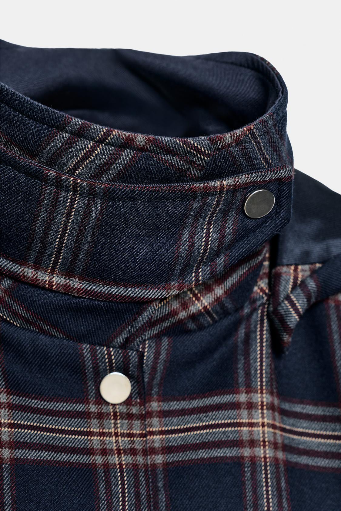 Checked Hooded Puffer Jacket