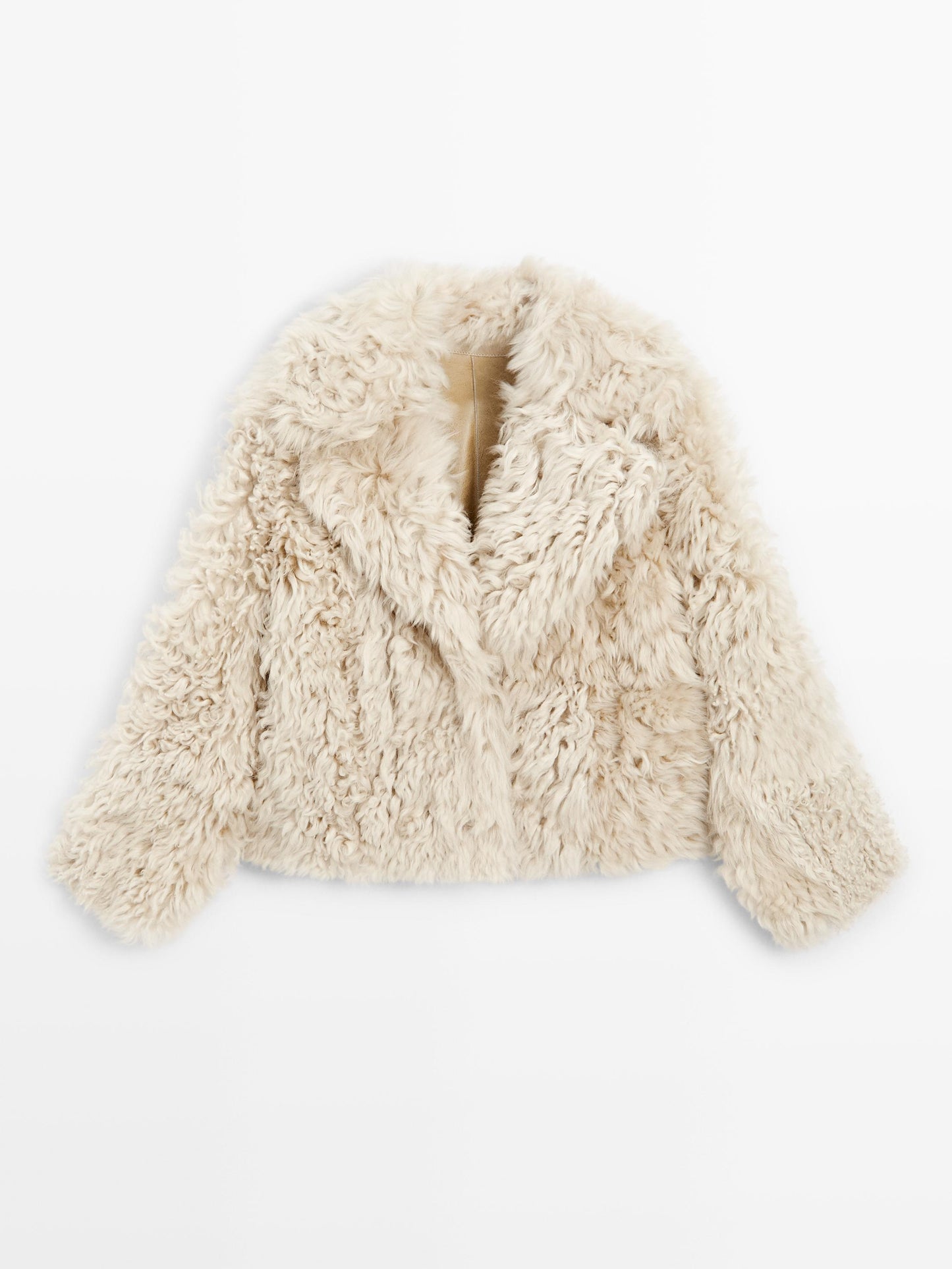 Short leather coat with fur