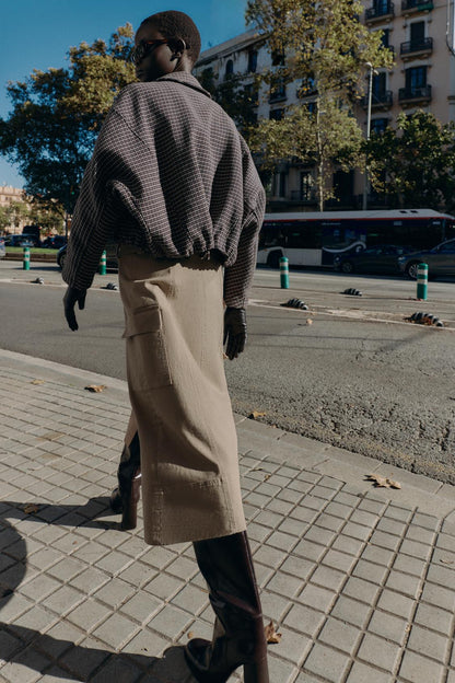 Houndstooth Quilted Bomber Jacket