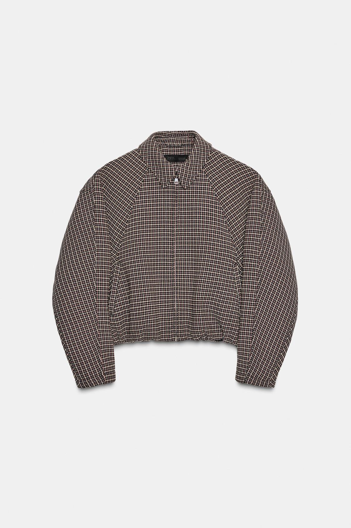 Houndstooth Quilted Bomber Jacket