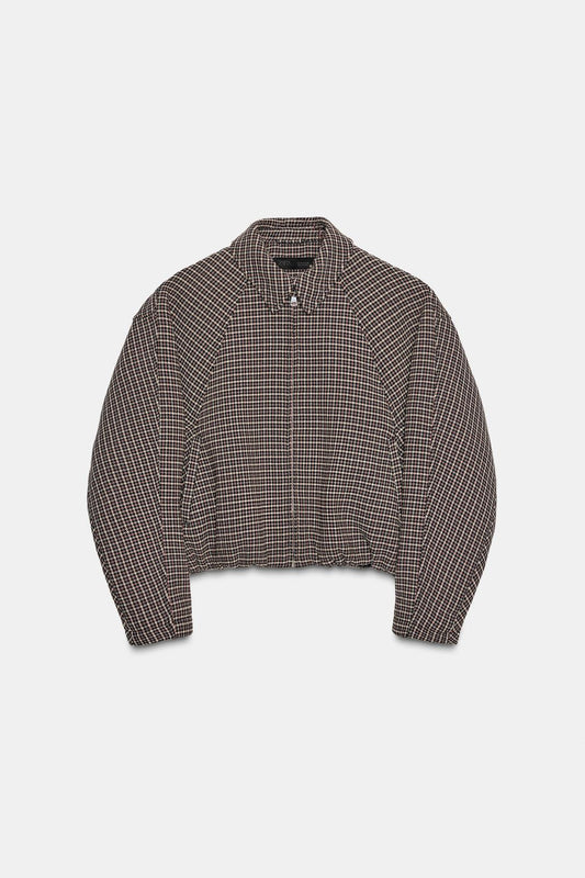 Houndstooth Quilted Bomber Jacket