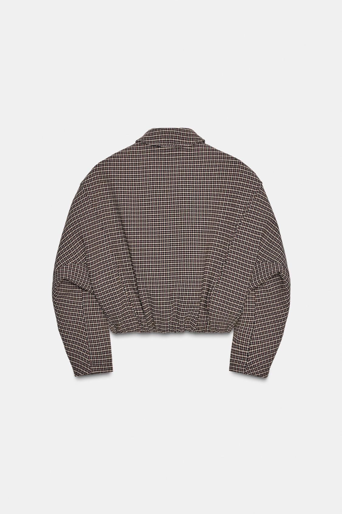 Houndstooth Quilted Bomber Jacket