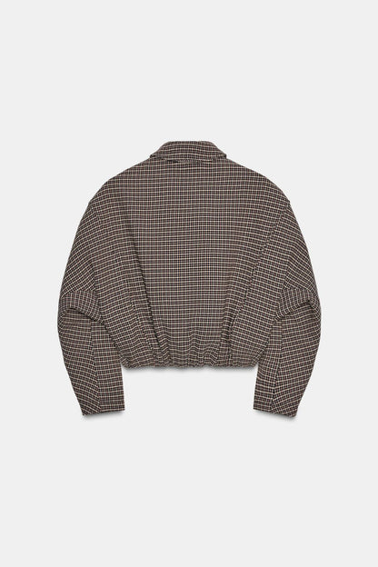Houndstooth Quilted Bomber Jacket