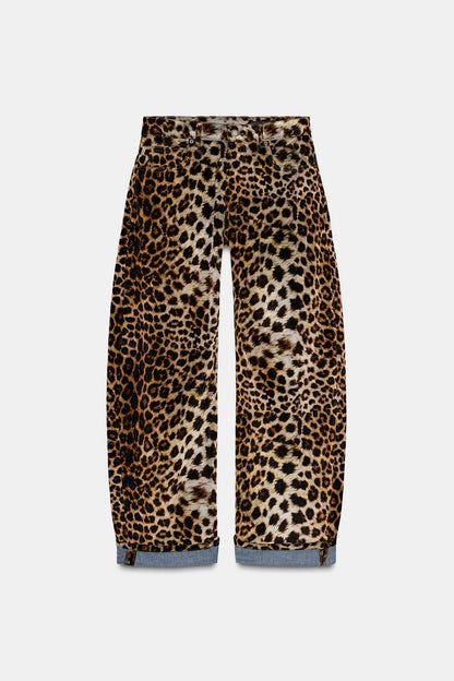 Flocked Animal Print Trousers Zw Collection Limited Edition