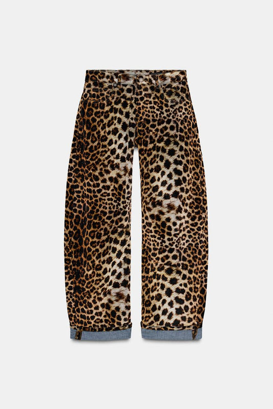 Flocked Animal Print Trousers Zw Collection Limited Edition