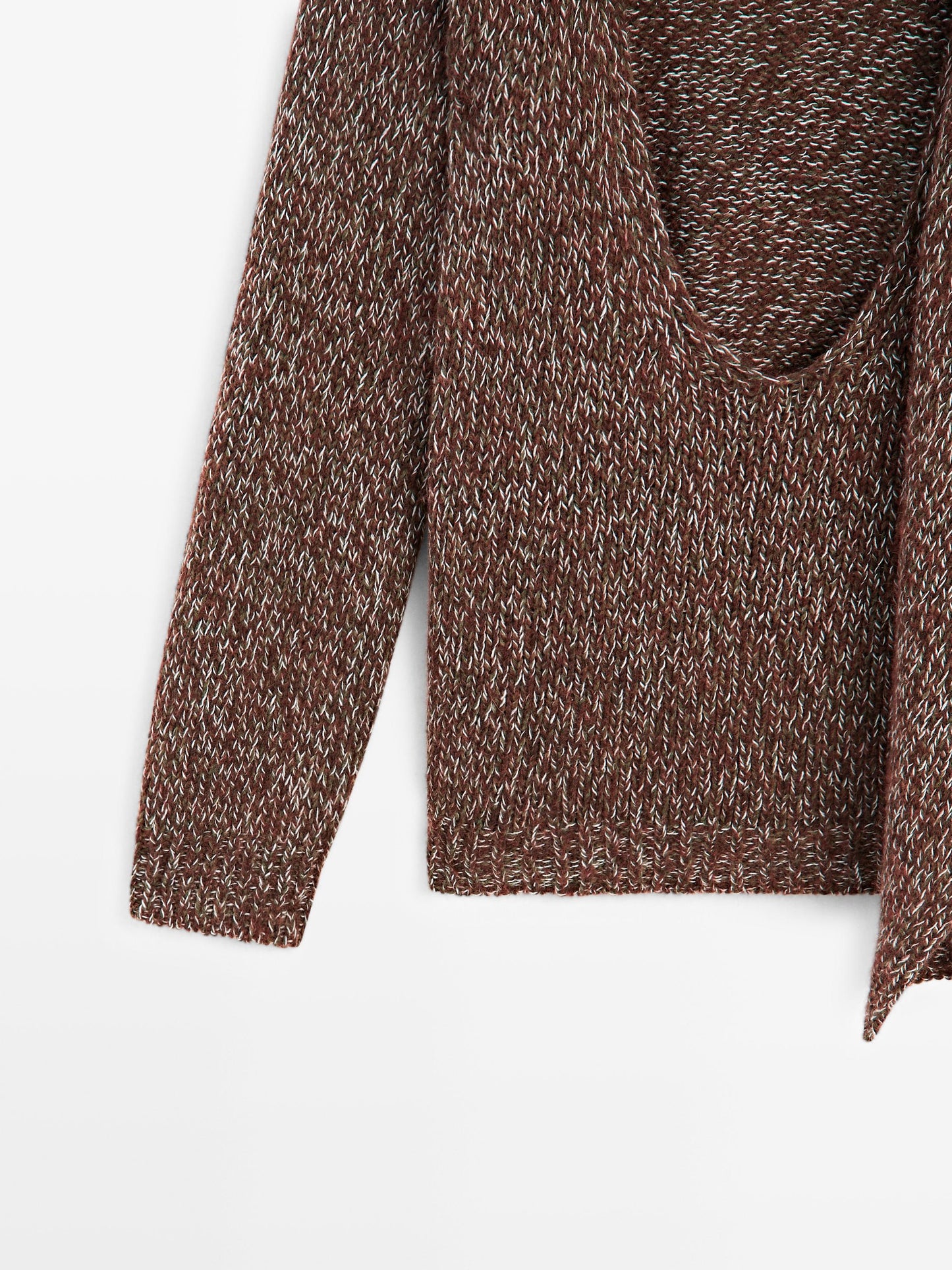 V-neck knit sweater with scarf