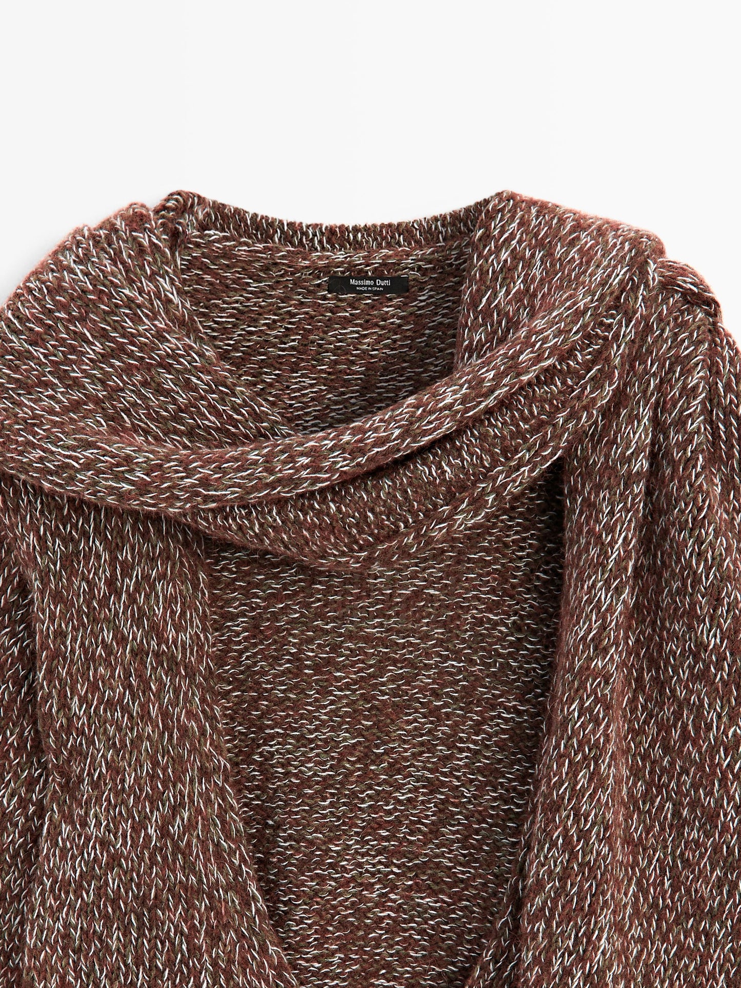V-neck knit sweater with scarf